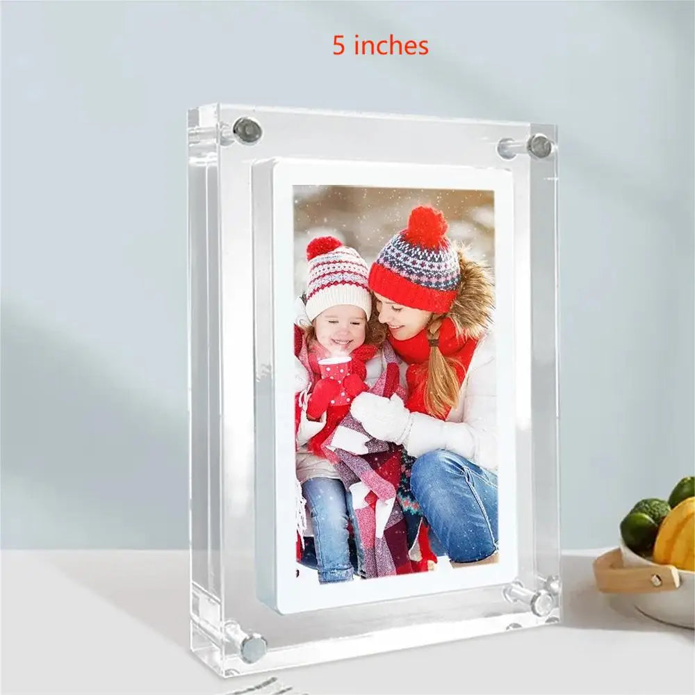 Acrylic Digital Photo Frame 5/7 Inch 1000mAh Vertical Display IPS Screen 2G Memory Battery Porta Retrato Digital